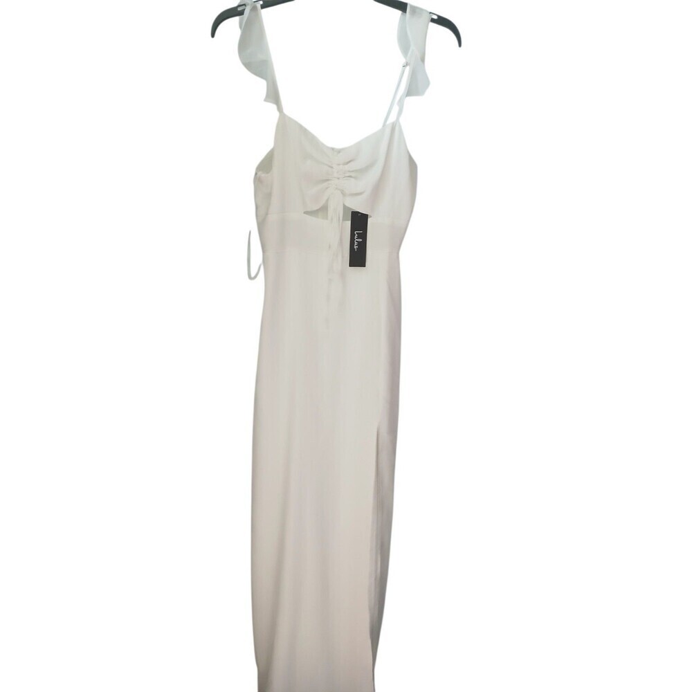 Lulus White Maxi Dress Size S NWT Elegant Slit Dress Formal Summer Wedding